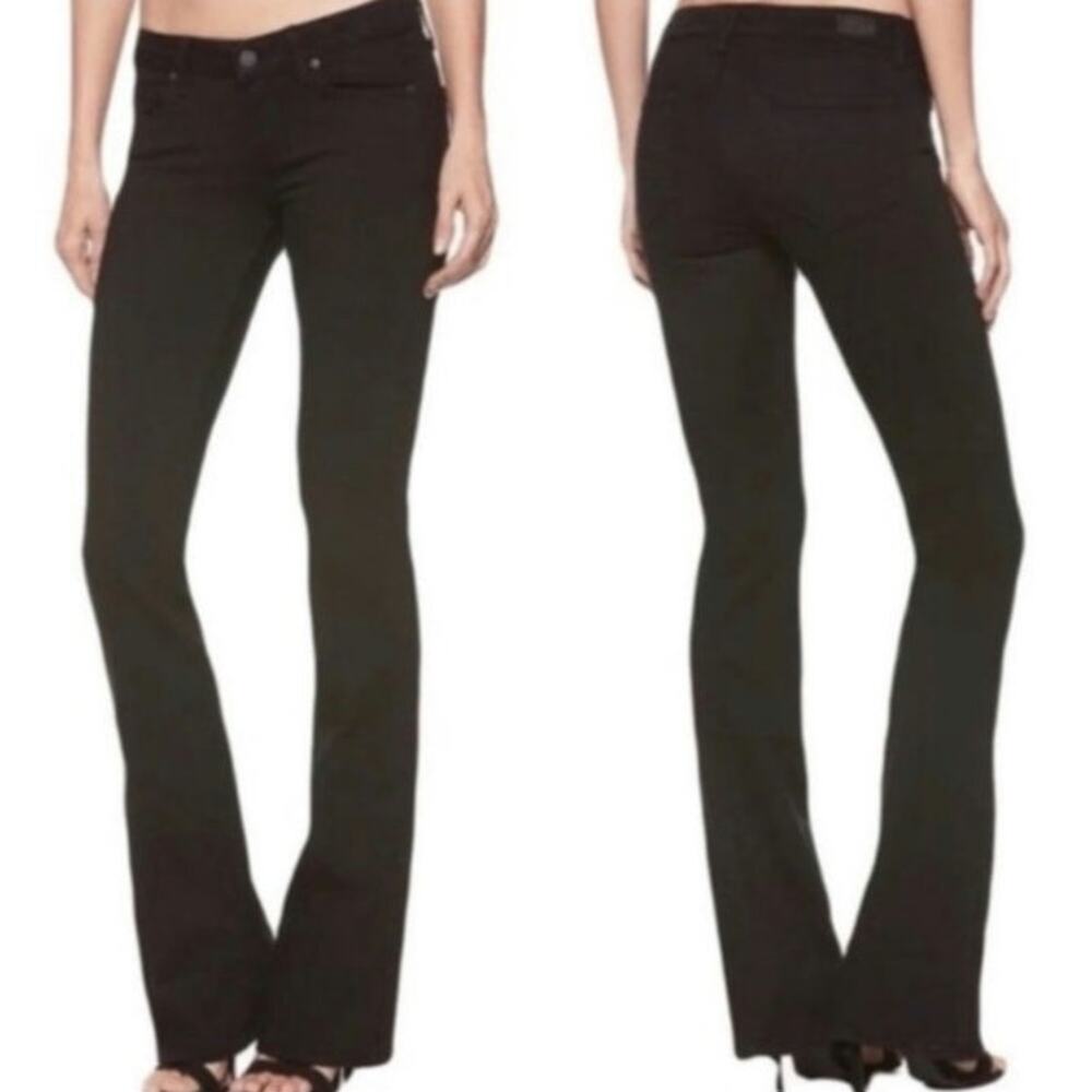 Paige Mid Rise Skyline Bootcut Jean in Overdye Black Minimalist
